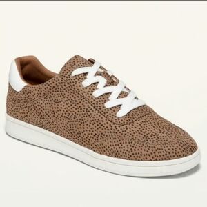 Old Navy Womens Tan Soft-Brushed Faux-Suede Leopard Sneakers